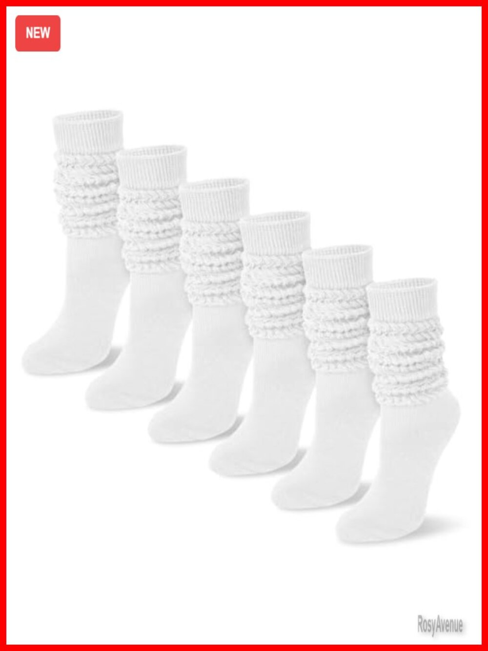 Slouchy Knee High Boot Socks for Women, 6 Pairs Thick Scrunch Long Socks